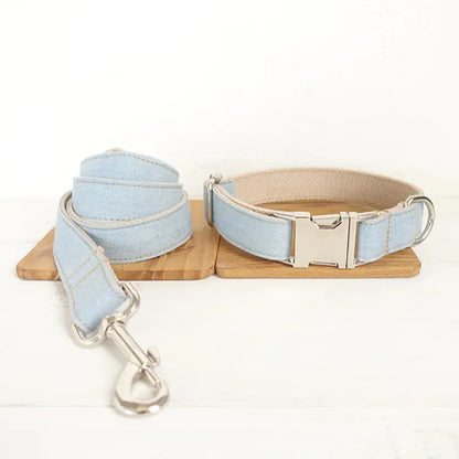 Bibi's Sleek Blue Denim Leash + Collar