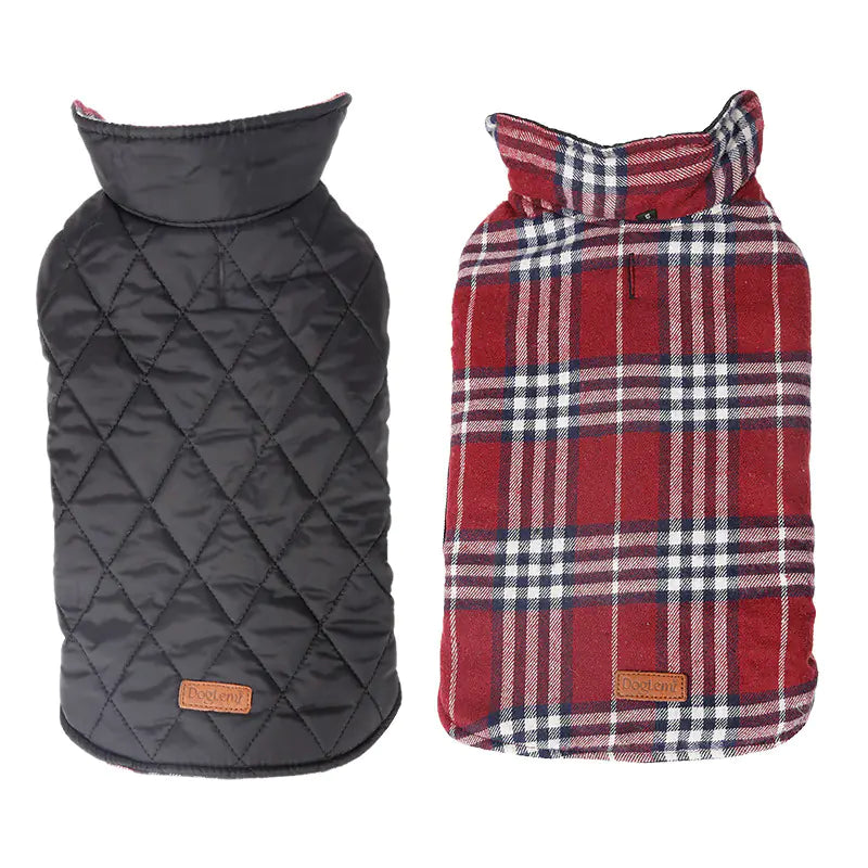 Waterproof Reversible Plaid Pooch Jacket