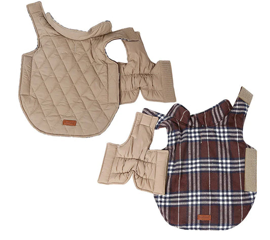 Waterproof Reversible Plaid Pooch Jacket