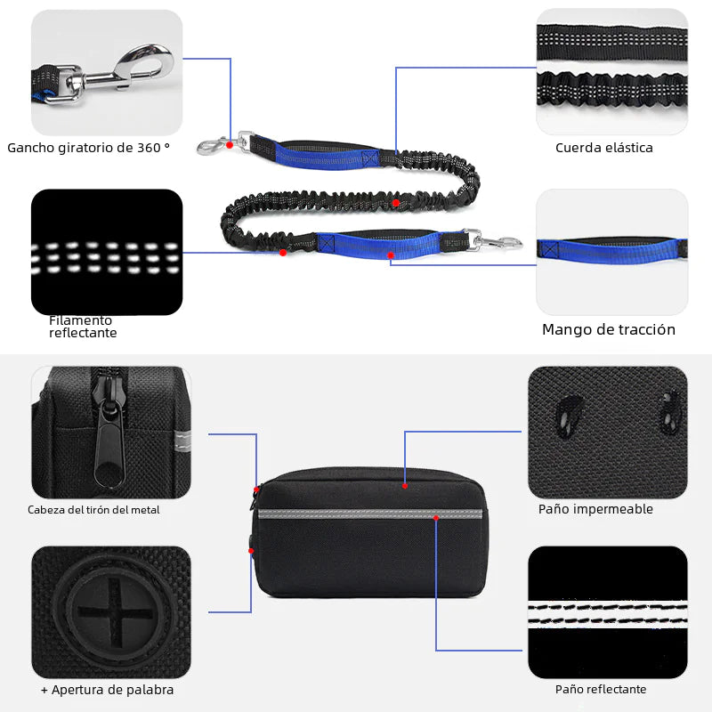 4 Legged Trainer's Pet Running Waist Bag with Leash